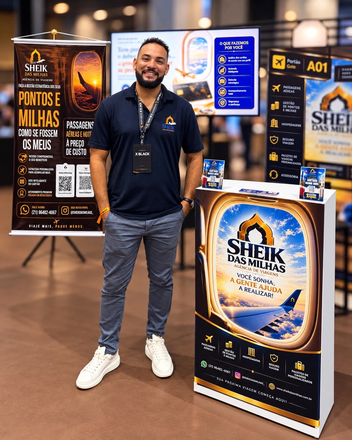 Heitor Maciel no espaço oficial da Sheik das Milhas durante o X Business